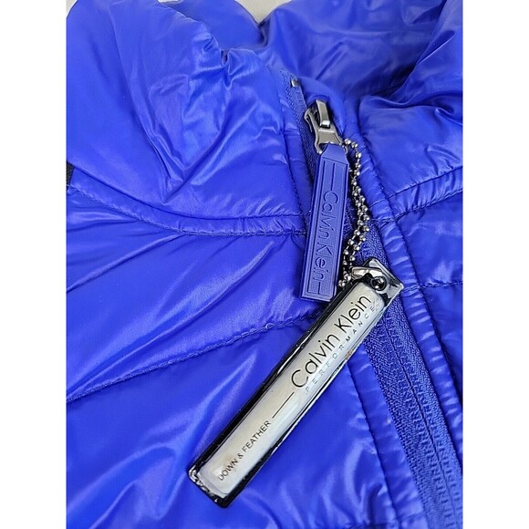 Calvin Klein Performance Puffer Jacket Womens M Purple 90% Down Full Zip Pockets - Picture 2 of 14